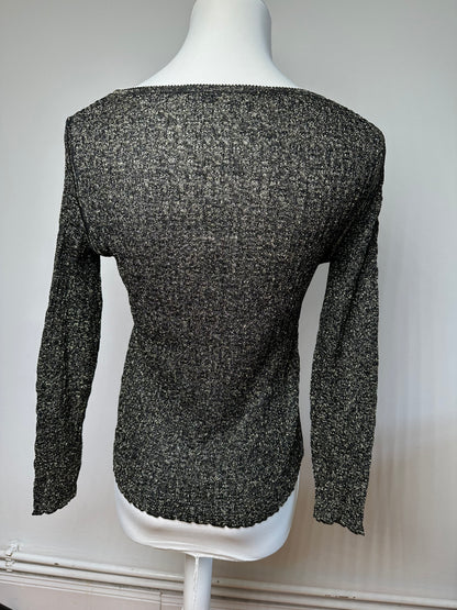 Vintage Dior Crewneck Glitter Sweater Black Gold M