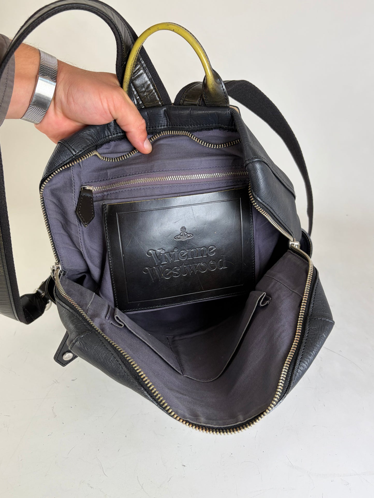 Vintage Vivienne Westwood Leather Backpack Black Silver
