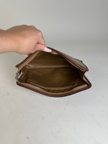 Vintage Celine Macadam Canvas Clutch Beige Brown