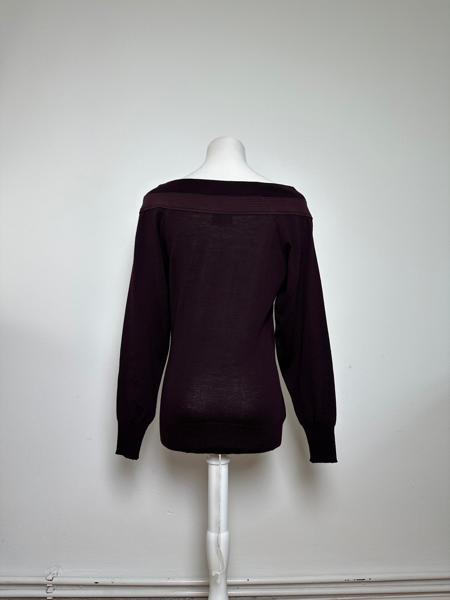 Vintage Versace Off-Shoulder Knit Sweater Purple S