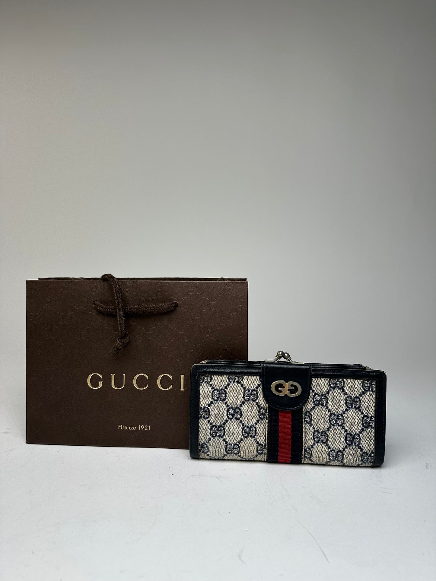 Vintage Gucci Ophidia Wallet Grey Navy