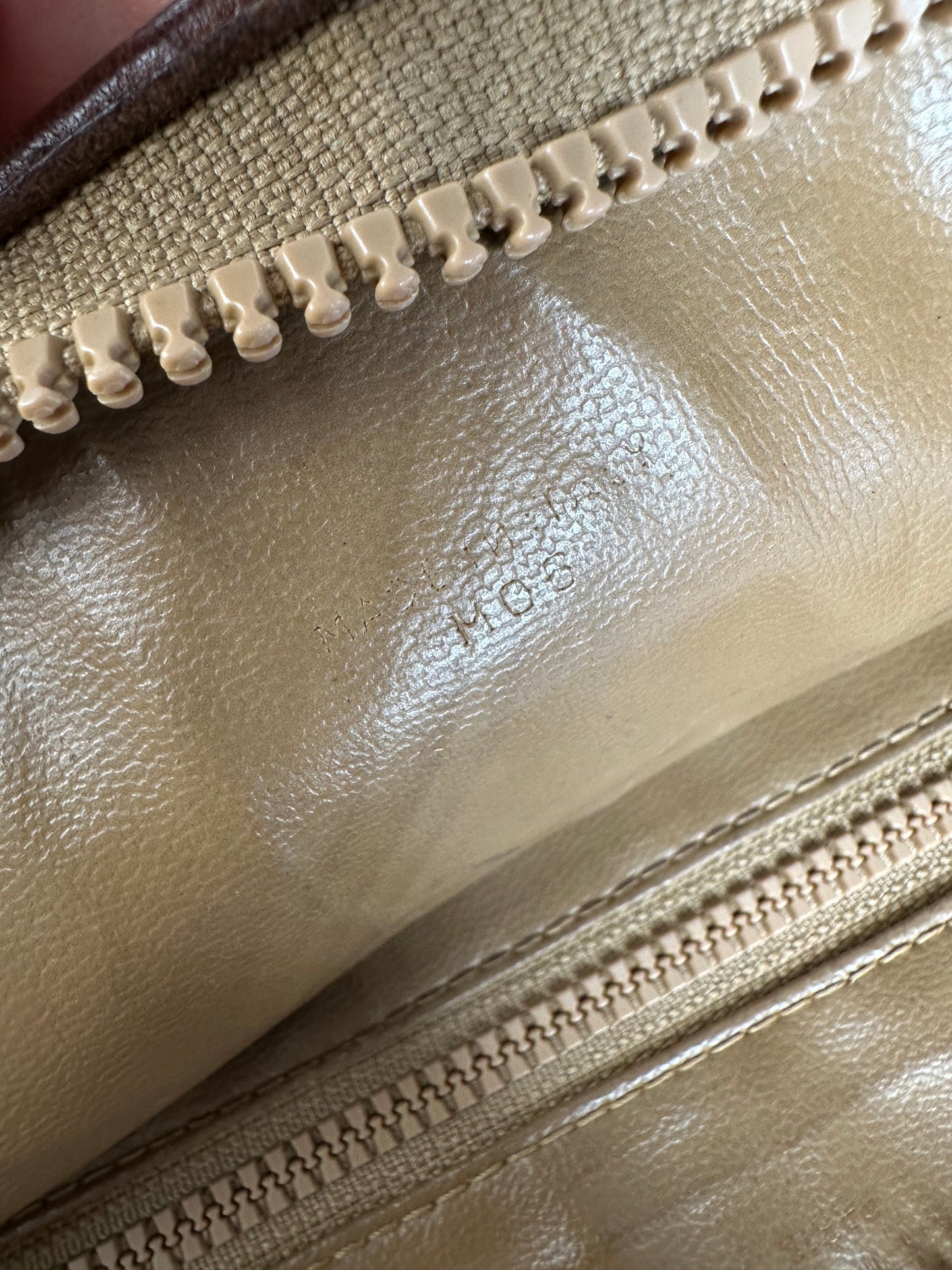 Vintage Celine Macadam Canvas Clutch Beige Brown
