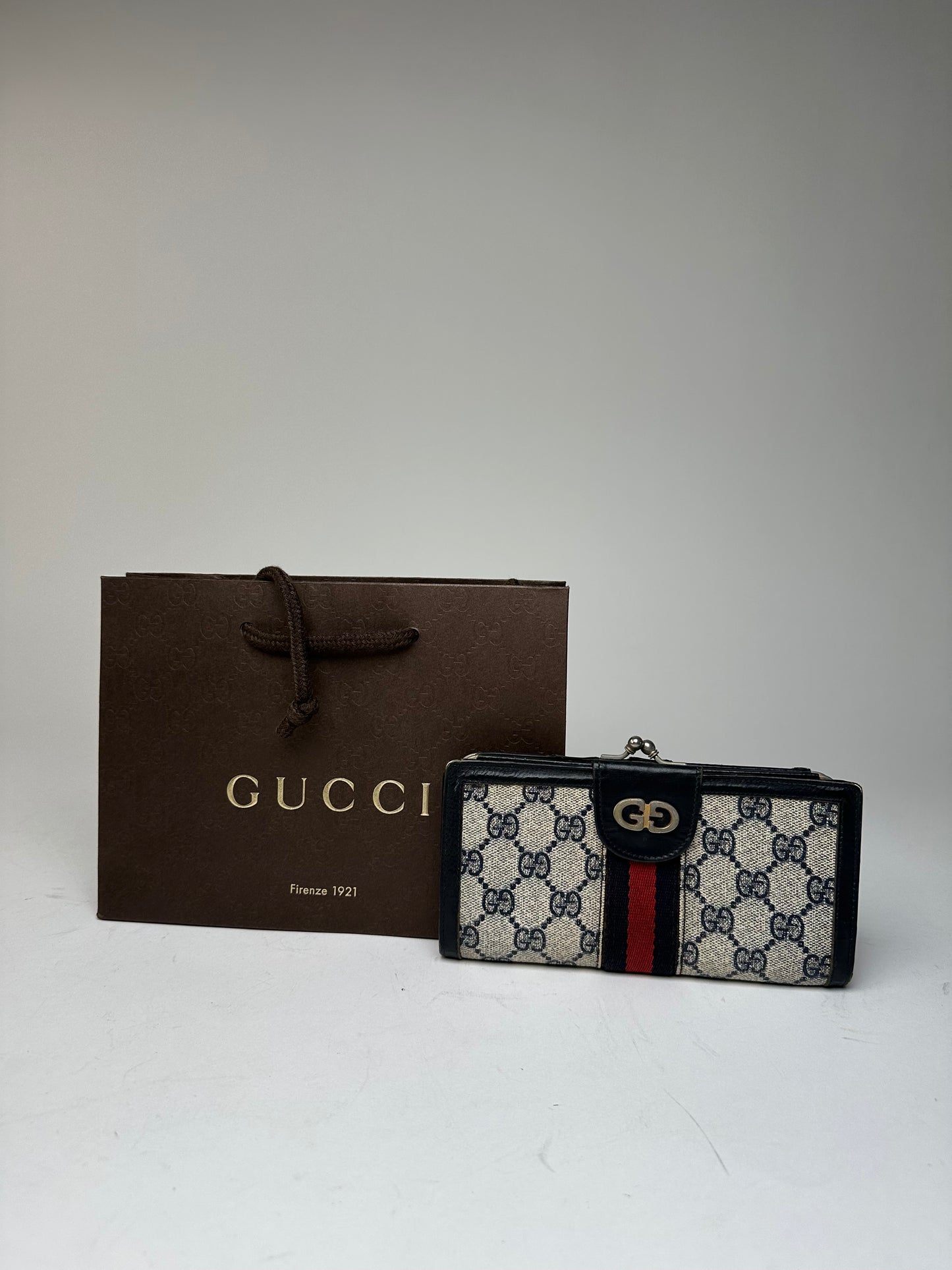 Vintage Gucci Ophidia Wallet Grey Navy