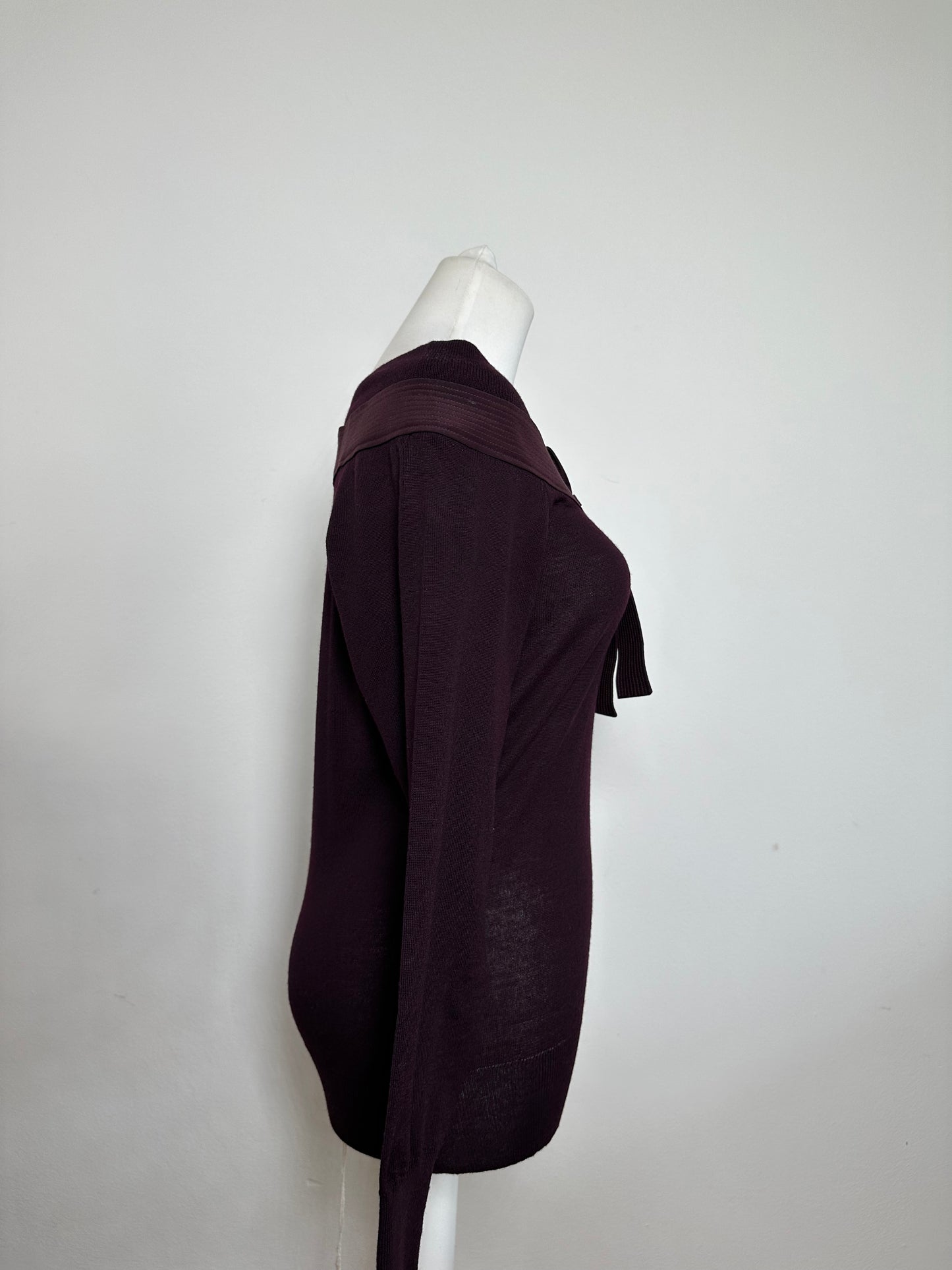 Vintage Versace Off-Shoulder Knit Sweater Purple S