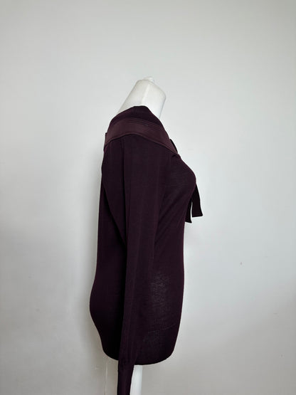 Vintage Versace Off-Shoulder Knit Sweater Purple S