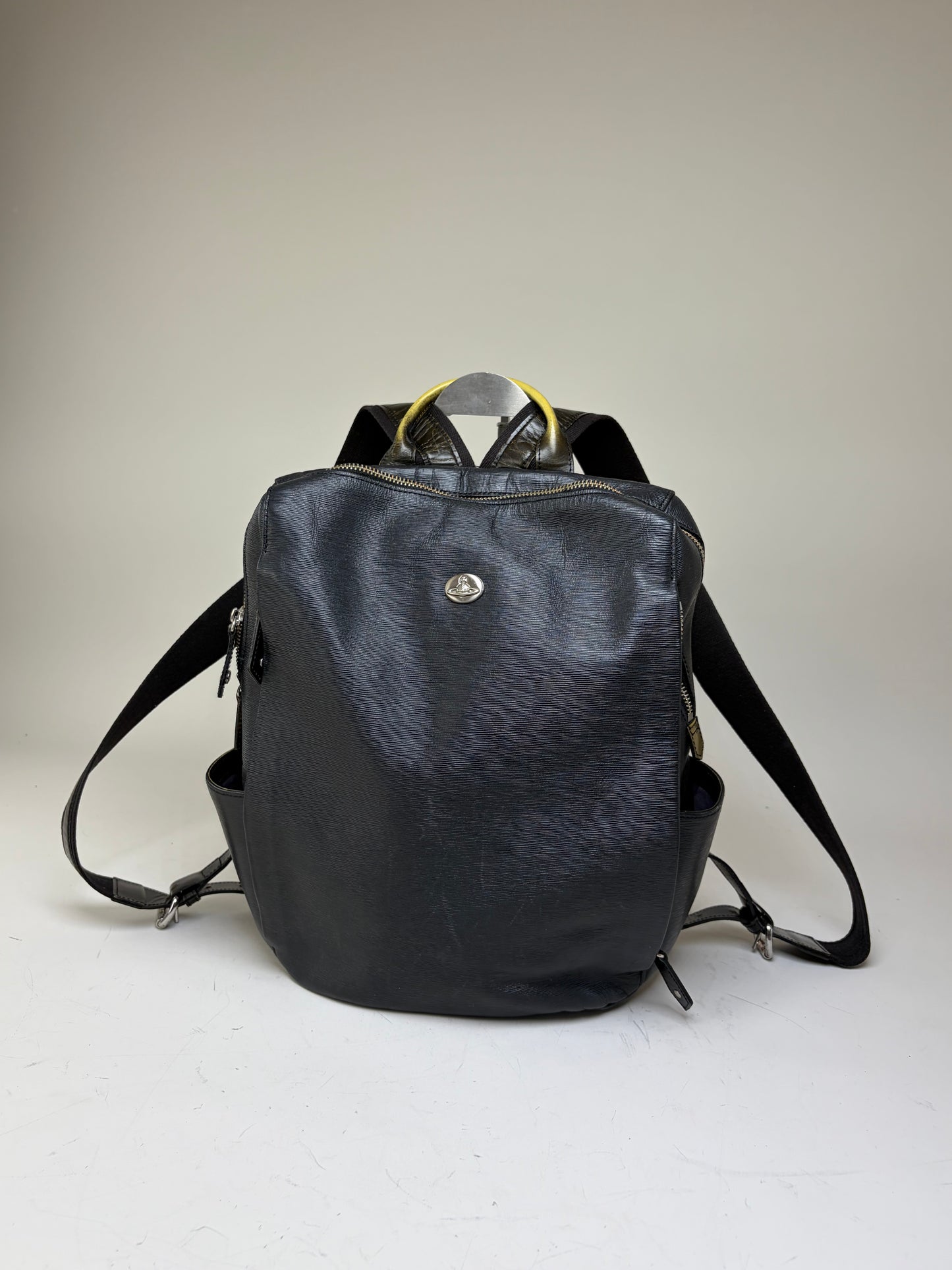 Vintage Vivienne Westwood Leather Backpack Black Silver