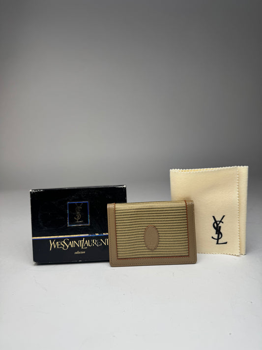 Vintage Yves Saint Laurent Card Holder Beige Brown