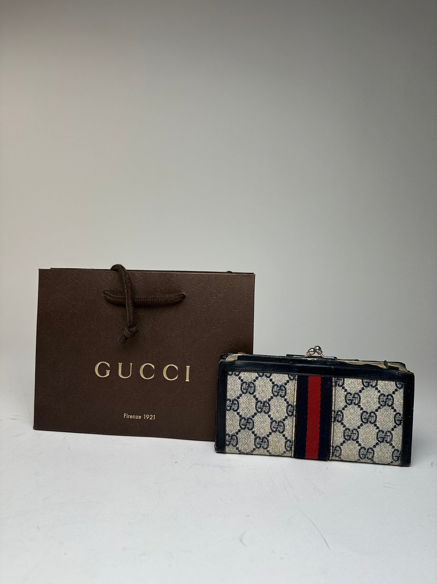 Vintage Gucci Ophidia Wallet Grey Navy