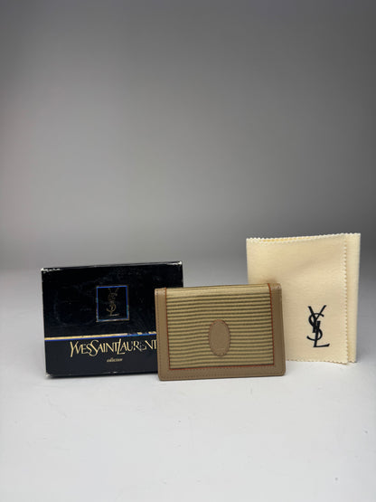 Vintage Yves Saint Laurent Card Holder Beige Brown