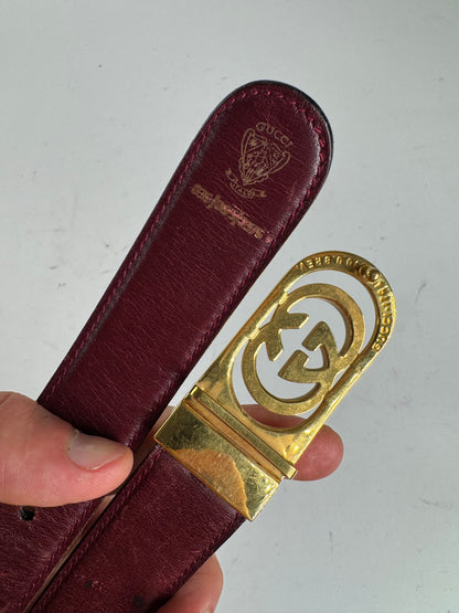 Vintage Gucci Leather Belt Burgundy Black