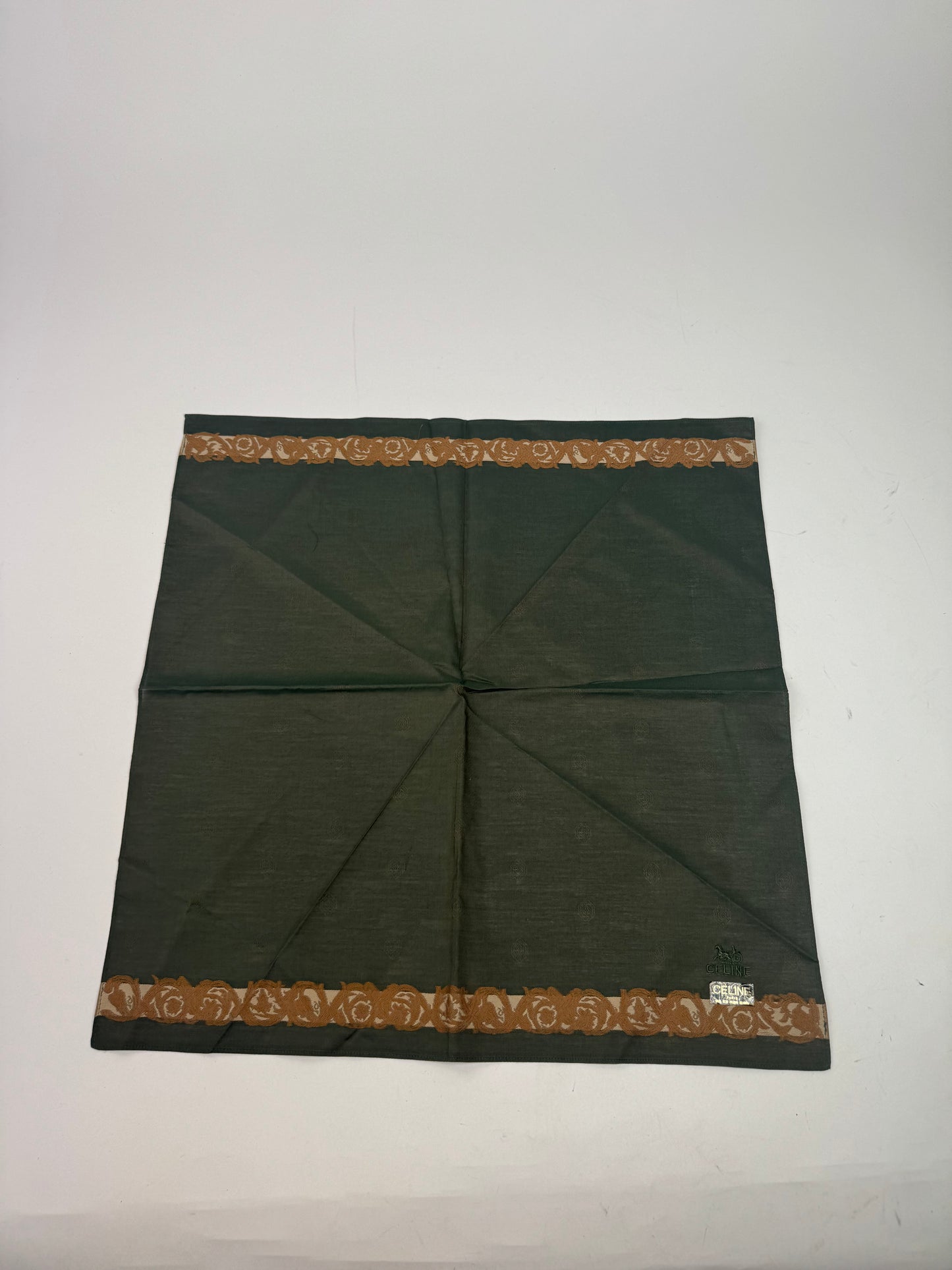 Vintage Celine Scarf Green Brown