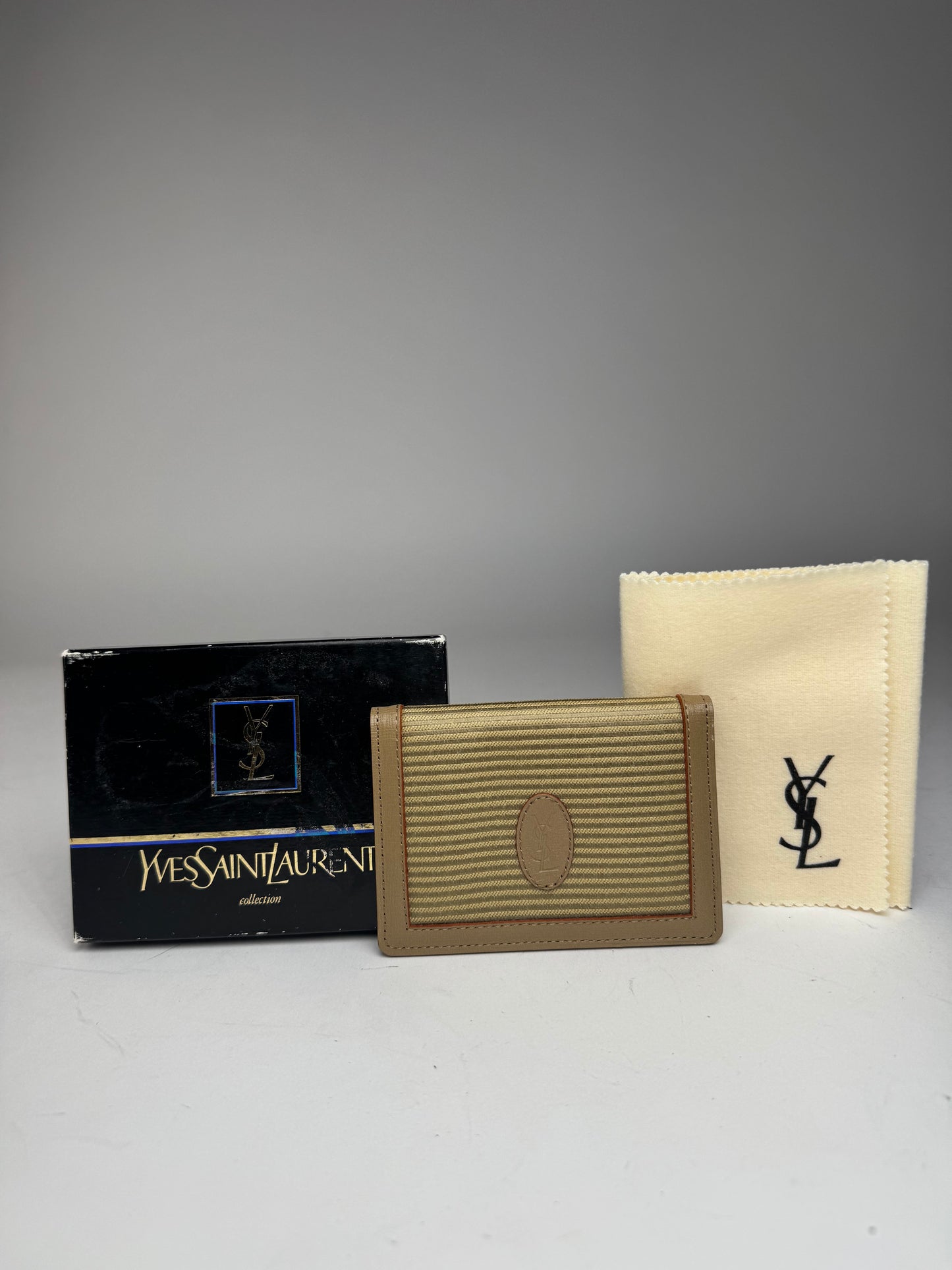 Vintage Yves Saint Laurent Card Holder Beige Brown