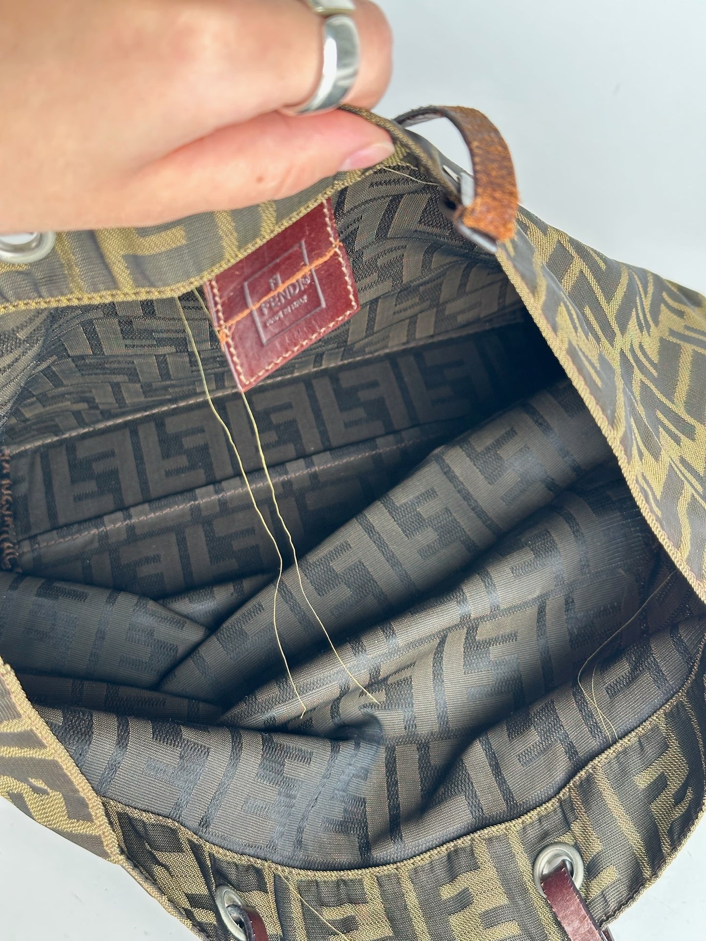 Vintage Fendi Monogram Canvas Shopper khaki brown