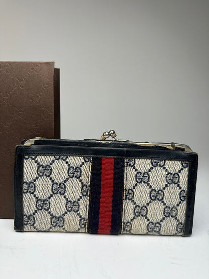 Vintage Gucci Ophidia Wallet Grey Navy