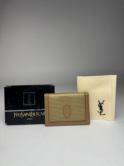 Vintage Yves Saint Laurent Card Holder Beige Brown