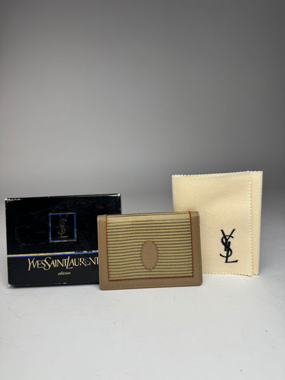 Vintage Yves Saint Laurent Card Holder Beige Brown