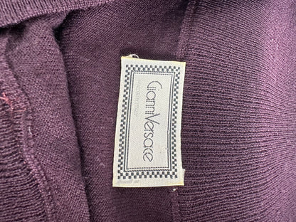 Vintage Versace Off-Shoulder Knit Sweater Purple S