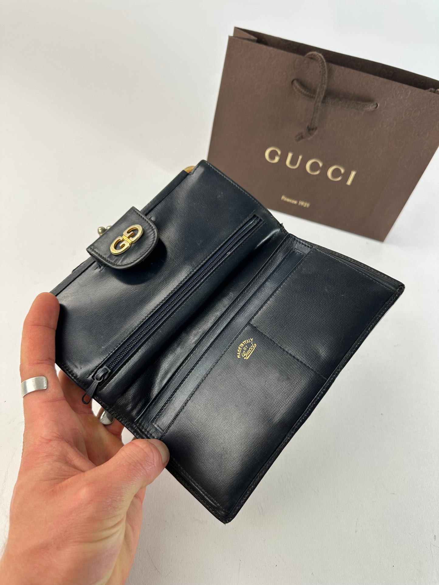 Vintage Gucci Ophidia Wallet Grey Navy