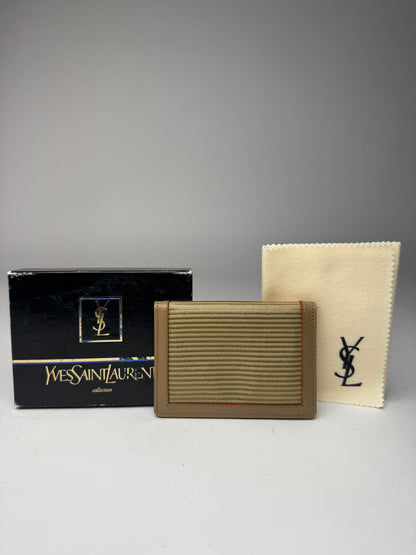 Vintage Yves Saint Laurent Card Holder Beige Brown
