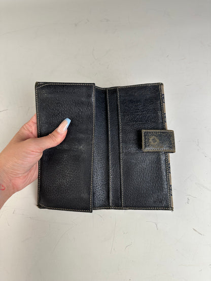Vintage Gucci GG Supreme Canvas Wallet Beige Navy Silver