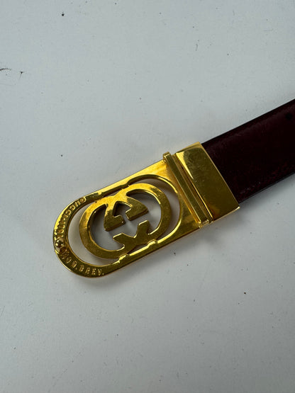 Vintage Gucci Leather Belt Burgundy Black