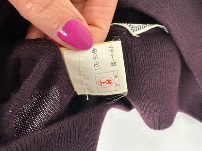 Vintage Versace Off-Shoulder Knit Sweater Purple S
