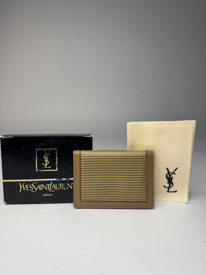 Vintage Yves Saint Laurent Card Holder Beige Brown