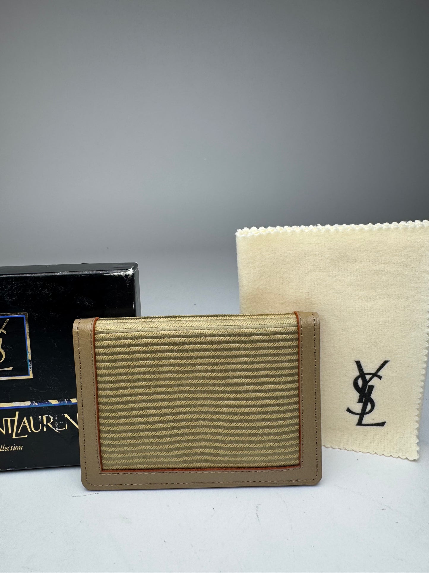 Vintage Yves Saint Laurent Card Holder Beige Brown