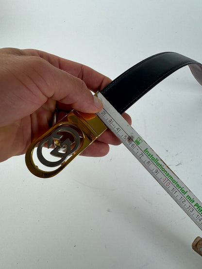 Vintage Gucci Leather Belt Burgundy Black