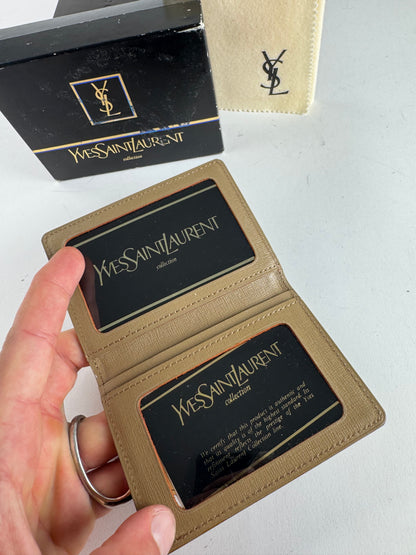 Vintage Yves Saint Laurent Card Holder Beige Brown