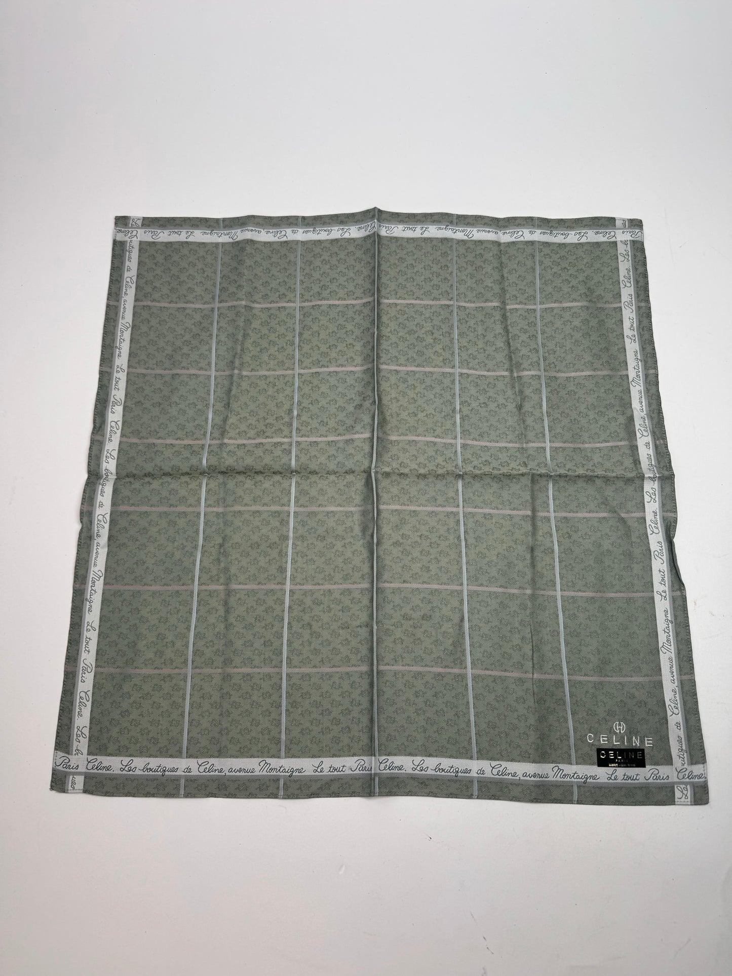 Vintage Celine Paris Scarf Green white