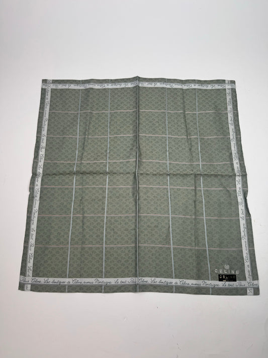 Vintage Celine Paris Scarf Green white