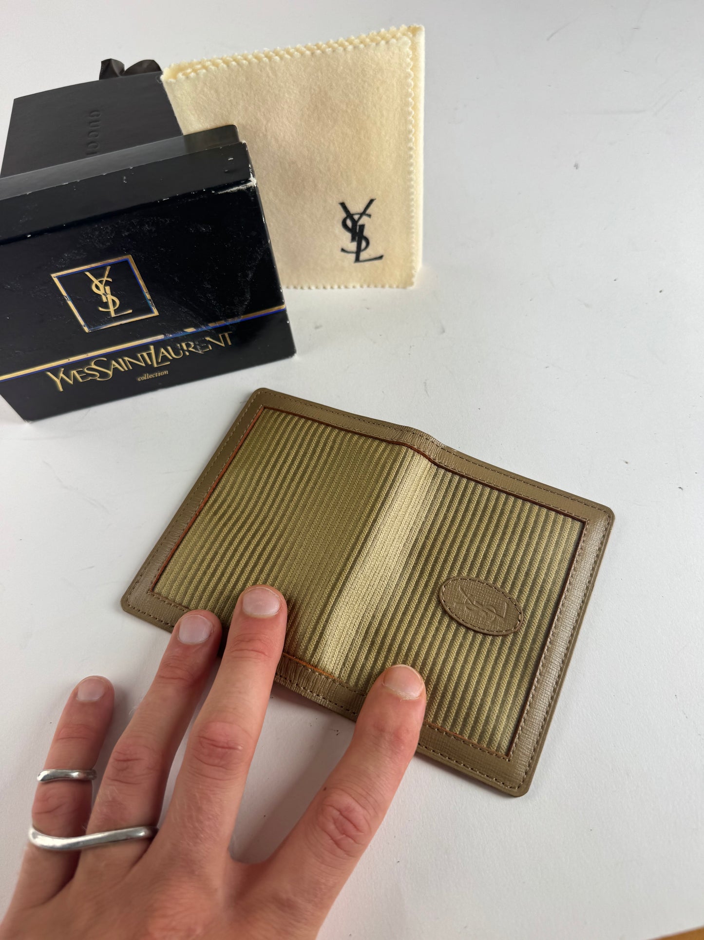 Vintage Yves Saint Laurent Card Holder Beige Brown