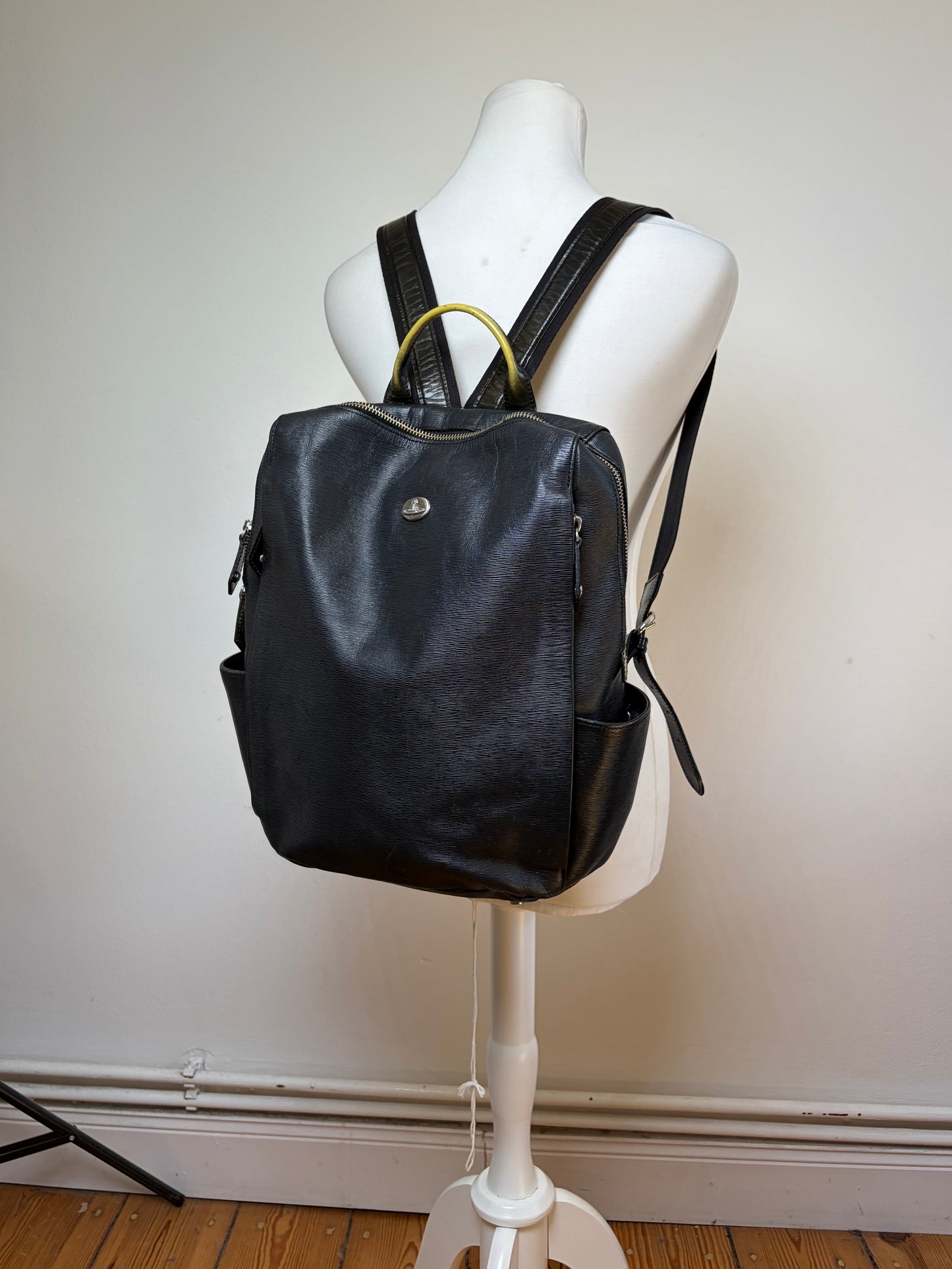 Vintage Vivienne Westwood Leather Backpack Black Silver