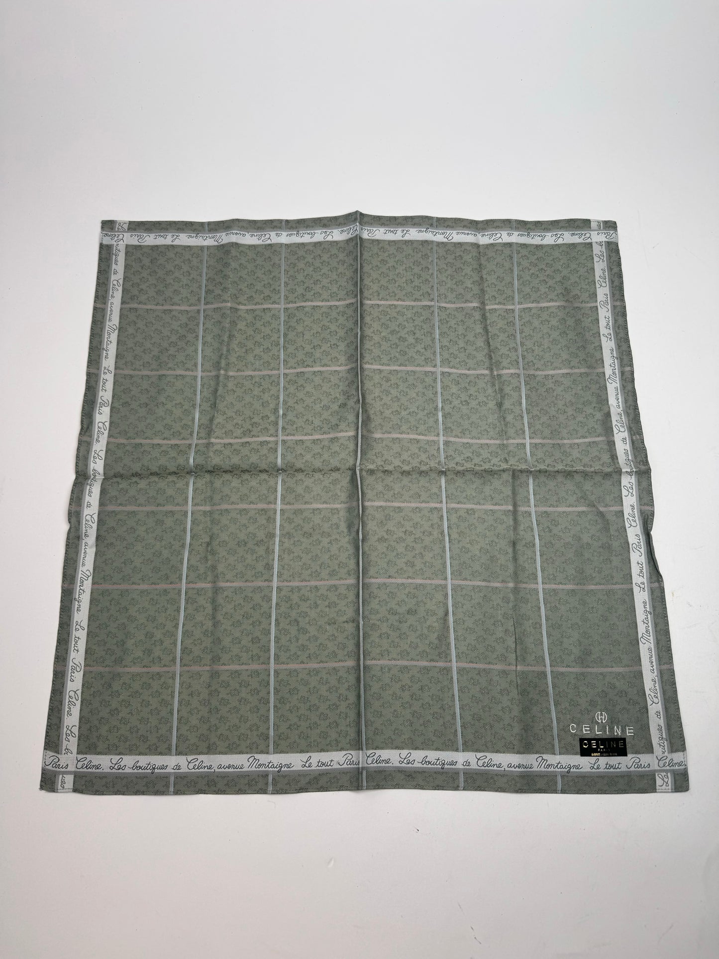Vintage Celine Paris Scarf Green white