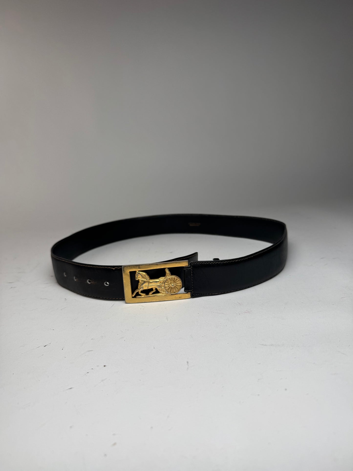 Vintage Celine Paris Leather Belt Black