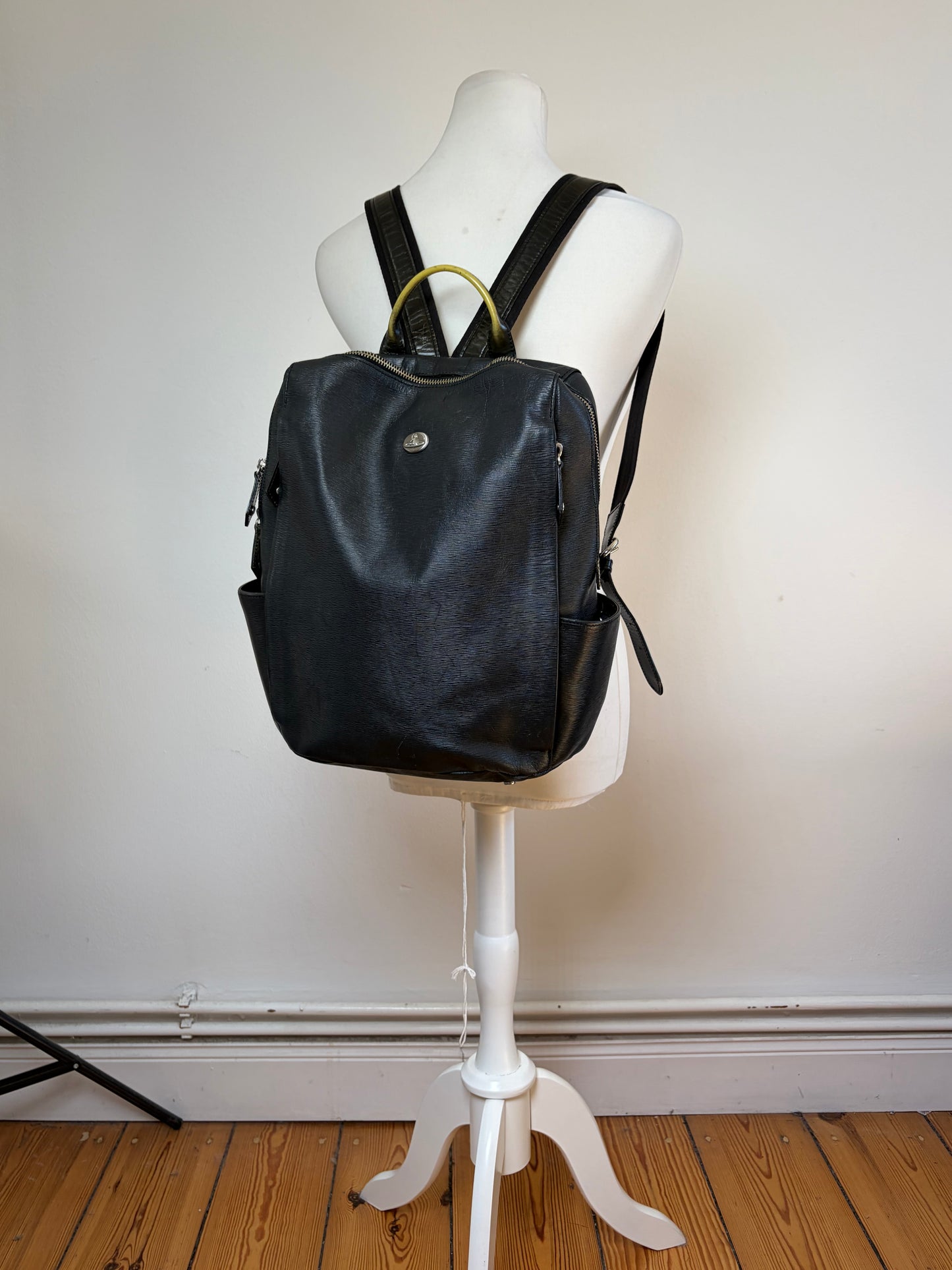 Vintage Vivienne Westwood Leather Backpack Black Silver