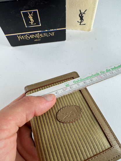 Vintage Yves Saint Laurent Card Holder Beige Brown