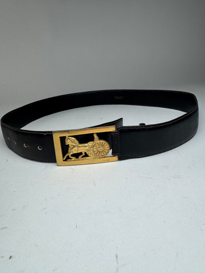 Vintage Celine Paris Leather Belt Black