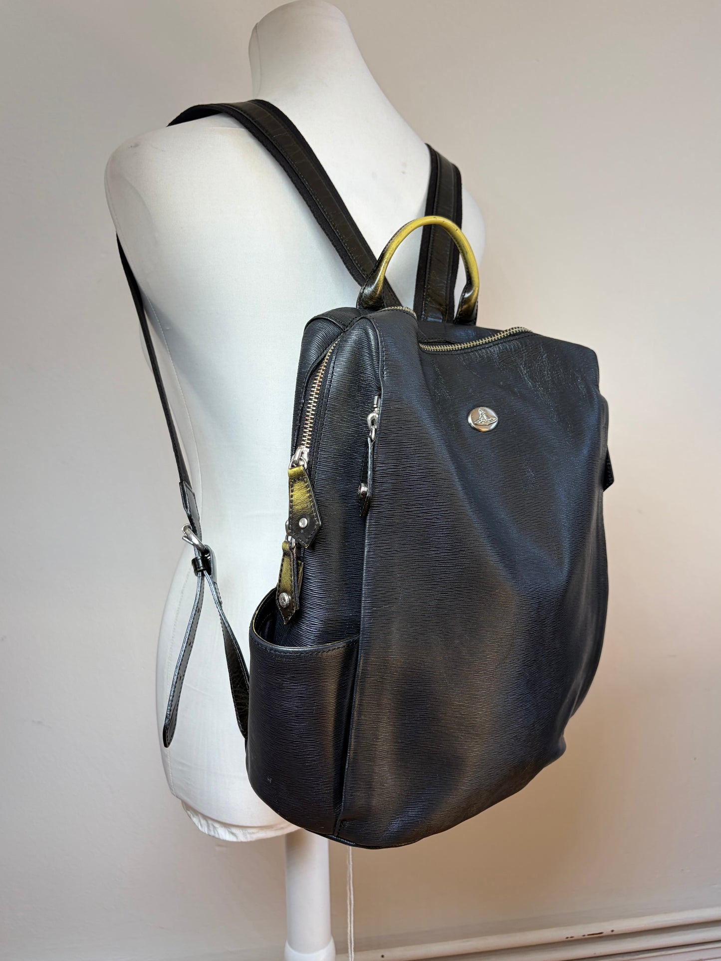 Vintage Vivienne Westwood Leather Backpack Black Silver