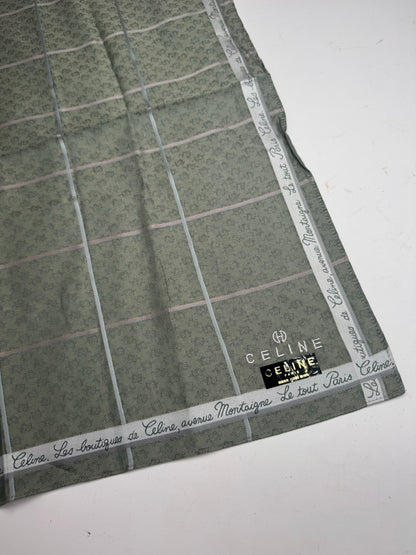 Vintage Celine Paris Scarf Green white