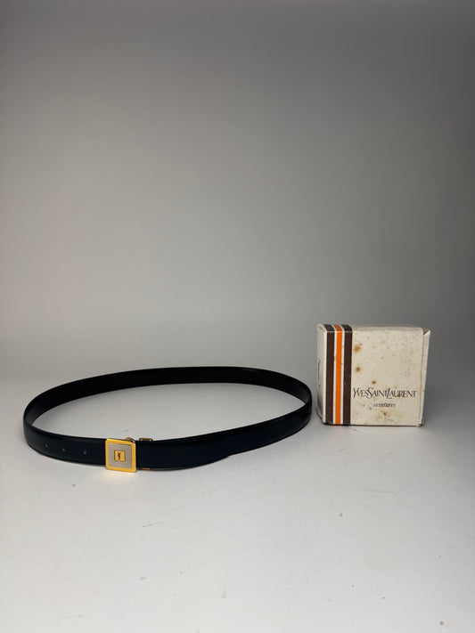 Vintage Yves Saint Laurent Leather Belt black New