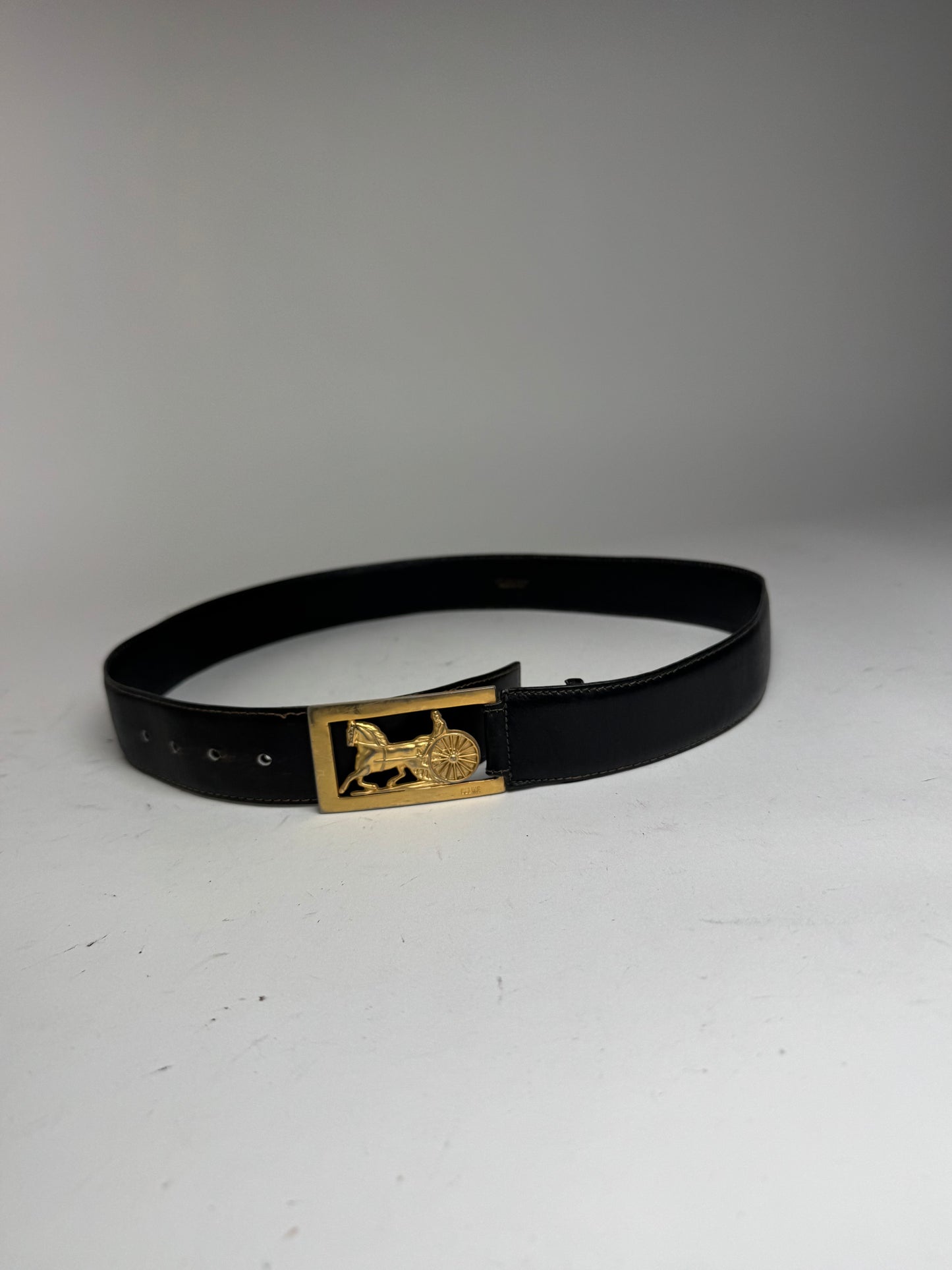 Vintage Celine Paris Leather Belt Black