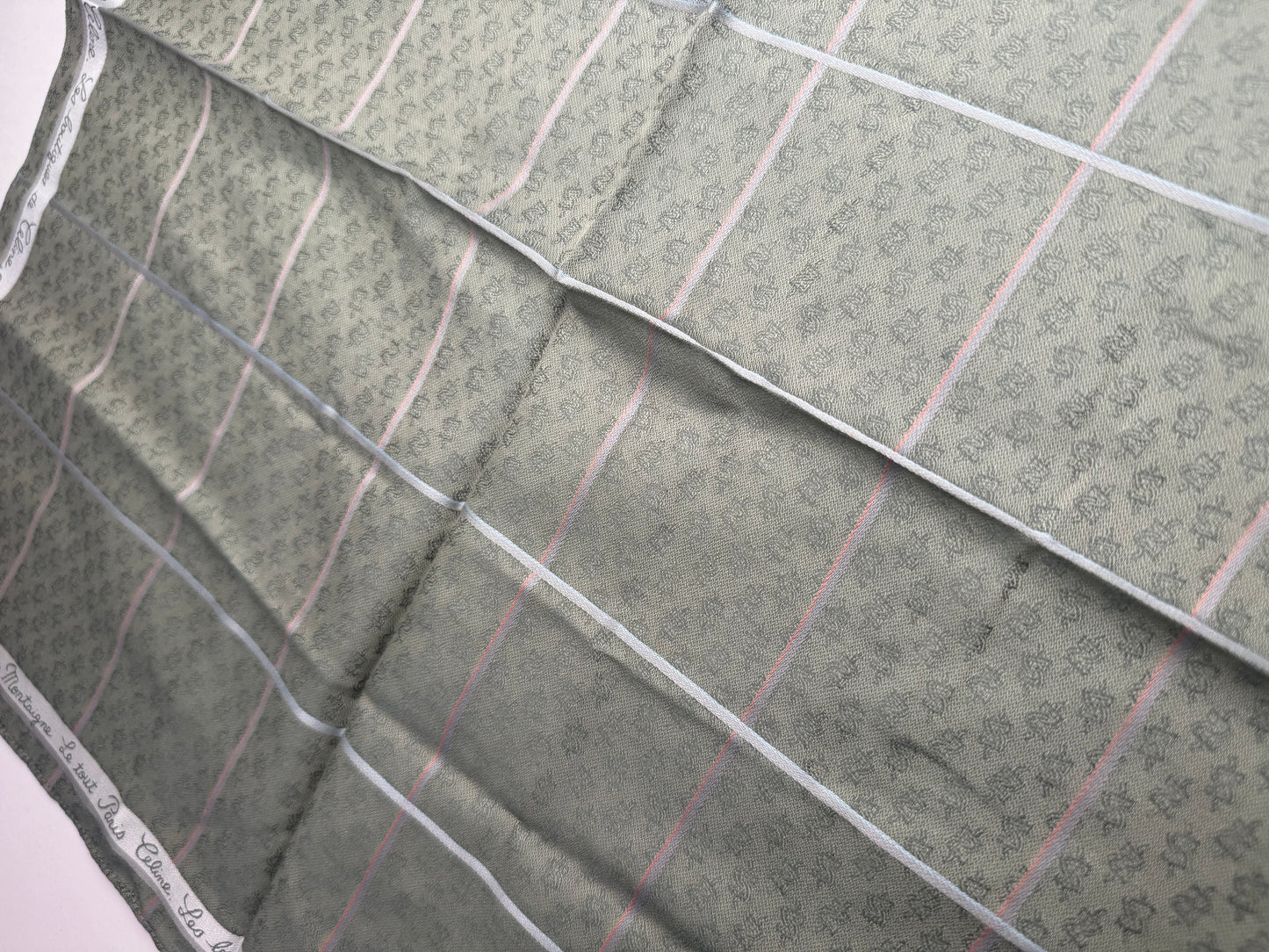 Vintage Celine Paris Scarf Green white