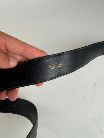 Vintage Celine Paris Leather Belt Black
