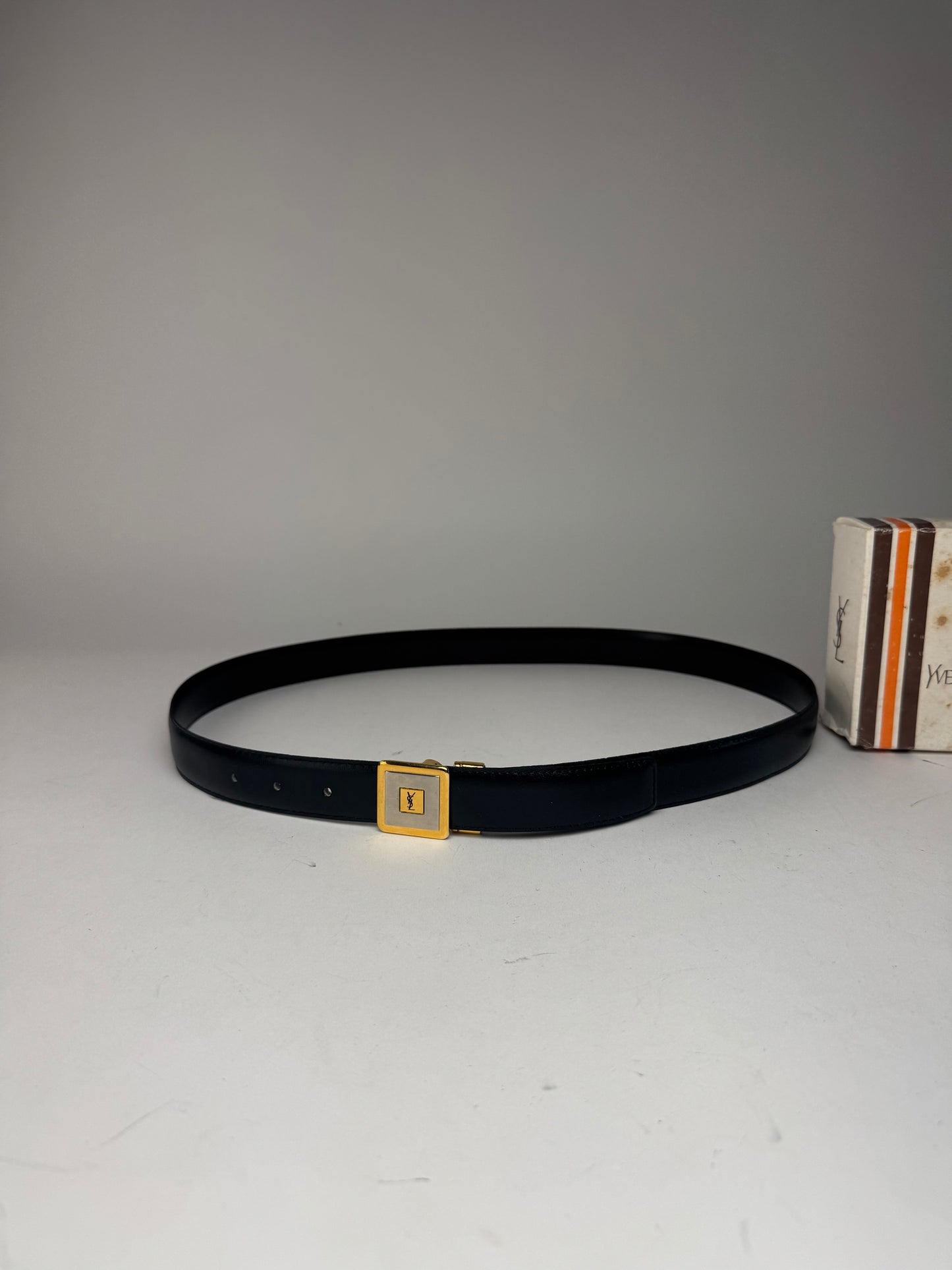 Vintage Yves Saint Laurent Leather Belt black New