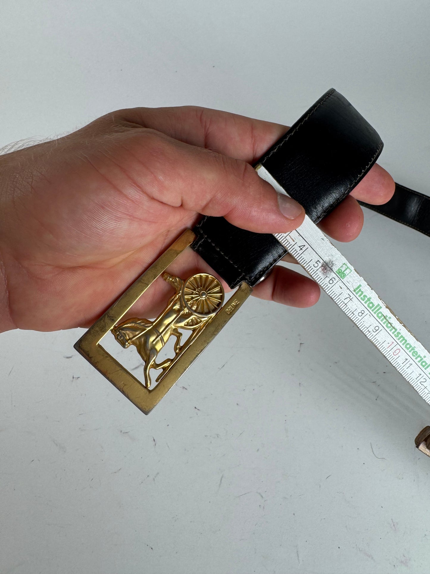 Vintage Celine Paris Leather Belt Black