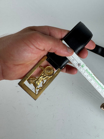 Vintage Celine Paris Leather Belt Black