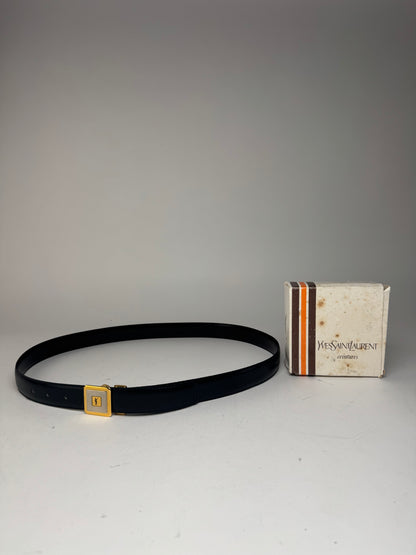 Vintage Yves Saint Laurent Leather Belt black New