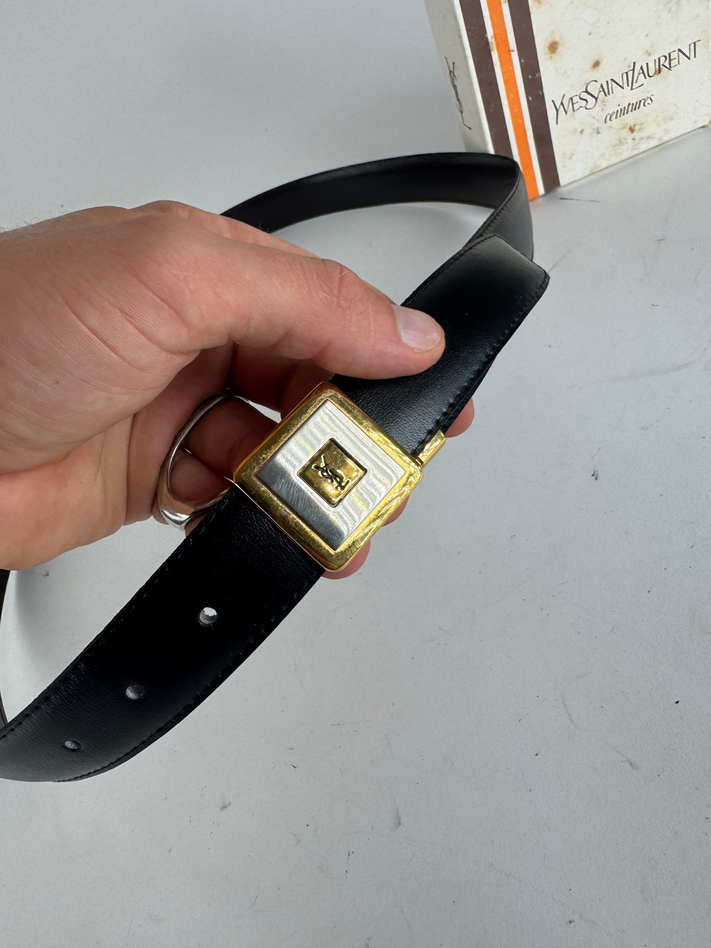 Vintage Yves Saint Laurent Leather Belt black New